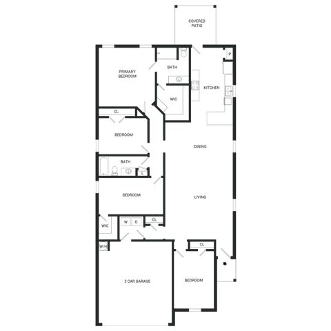 Floor plan for 4 beds, 2 baths, 1852 sqft